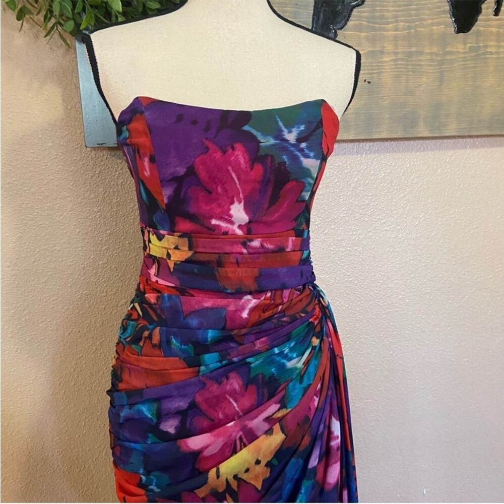 Lulus Uncommon Aesthetic Black Floral Strapless Bodycon Midi Dress - Picture 11 of 13
